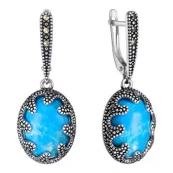 Серебряные серьги с бирюзой и марказитами