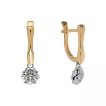 Серебряные серьги с бриллиантами "Цветы"