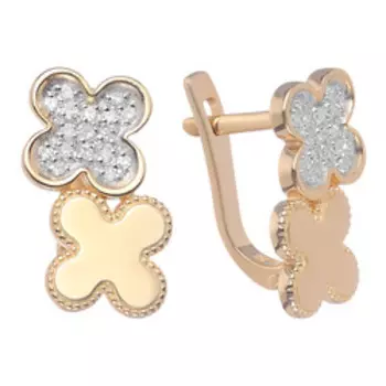 Серебряные серьги с бриллиантами "Клевер"