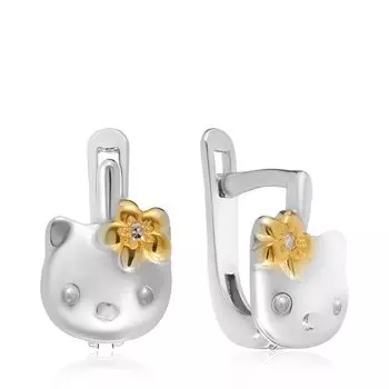 Серебряные серьги с бриллиантами