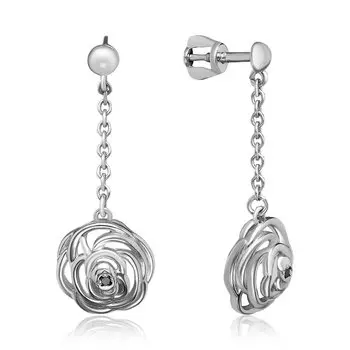 Серебряные серьги с бриллиантами