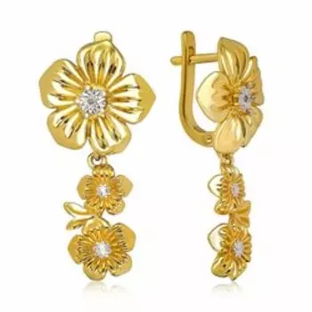 Серебряные серьги с бриллиантами "Цветы"