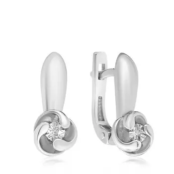 Серебряные серьги с бриллиантами