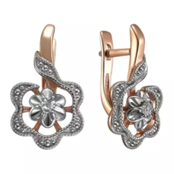 Серебряные серьги с бриллиантами "Цветы"