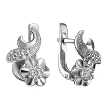 Серебряные серьги с бриллиантами "Цветы"