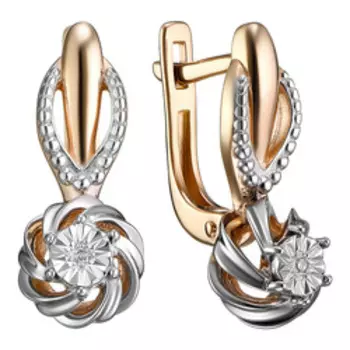 Серебряные серьги с бриллиантами "Цветы"