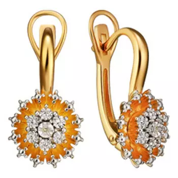 Серебряные серьги с бриллиантами "Цветы"