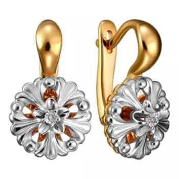 Серебряные серьги с бриллиантами "Цветы"