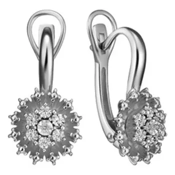 Серебряные серьги с бриллиантами "Цветы"