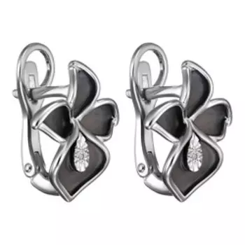 Серебряные серьги с бриллиантами "Цветы"