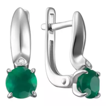 Серебряные серьги с бриллиантами и агатами