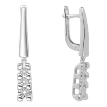 Серебряные серьги с бриллиантами и алмазной обработкой