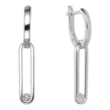 Серебряные серьги с бриллиантами и алмазной обработкой