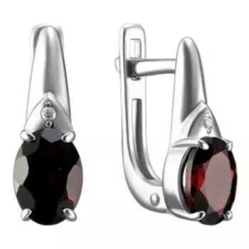 Серебряные серьги с бриллиантами и гранатами
