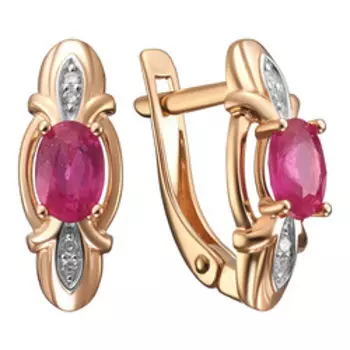 Серебряные серьги с бриллиантами и рубинами