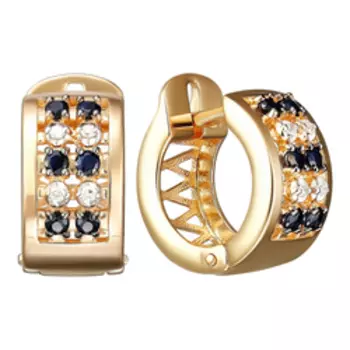 Серебряные серьги с бриллиантами и сапфирами