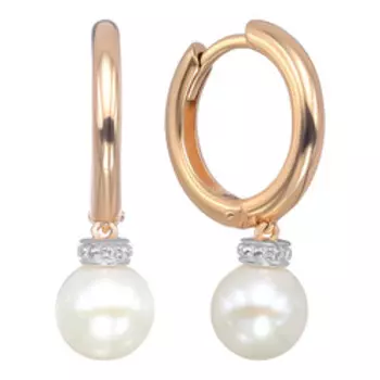 Серебряные серьги с бриллиантами и жемчугом