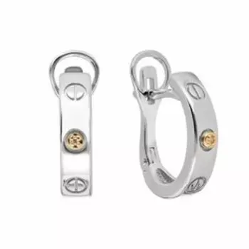 Серебряные серьги с бриллиантами и золотом