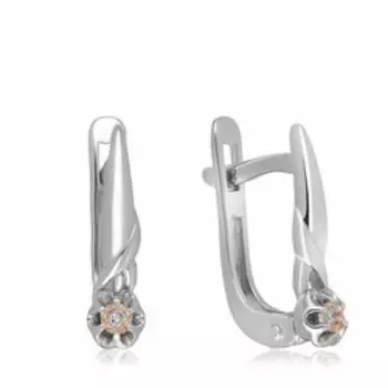 Серебряные серьги с бриллиантами и золотом