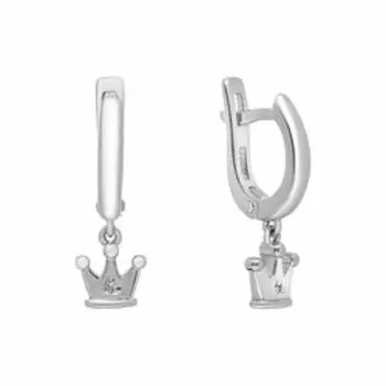 Серебряные серьги с бриллиантами "Корона"