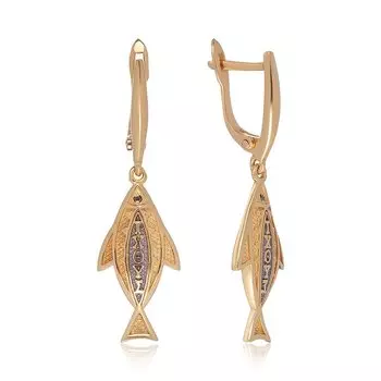 Серебряные серьги с бриллиантами "Православные/Рыбы"