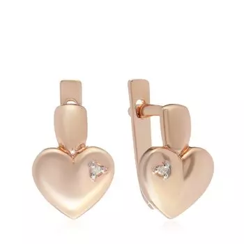 Серебряные серьги с бриллиантами "Сердечки"