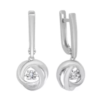 Серебряные серьги с бриллиантами "Танцующий камень"