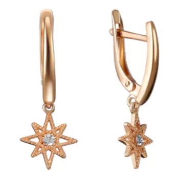 Серебряные серьги с бриллиантами "Вифлеемская звезда"