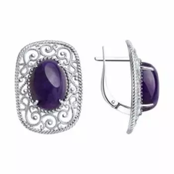 Серебряные серьги с чароитами