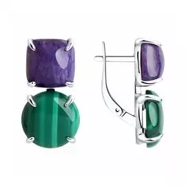 Серьги из серебра с полудрагоценными вставками