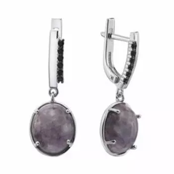 Серебряные серьги с чароитами и шпинелью