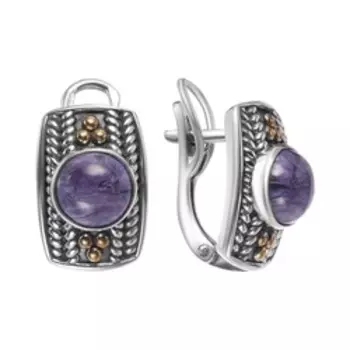 Серебряные серьги с чароитом