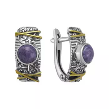 Серебряные серьги с чароитом