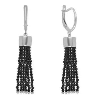 Серебряные серьги с черной шпинелью