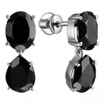 Серебряные серьги с черной шпинелью