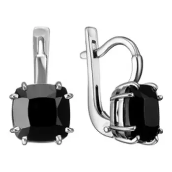 Серебряные серьги с черной шпинелью