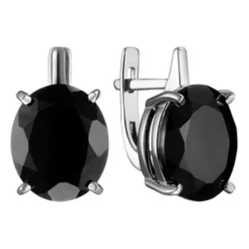 Серебряные серьги с черной шпинелью