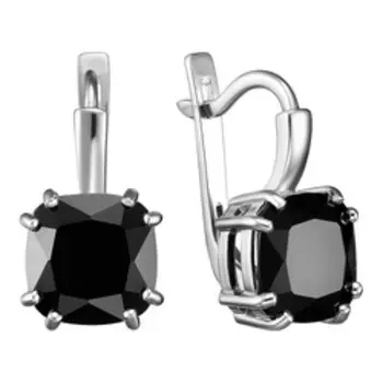 Серебряные серьги с черной шпинелью