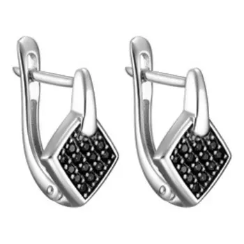 Серебряные серьги с черной шпинелью