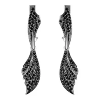 Серебряные серьги с черной шпинелью