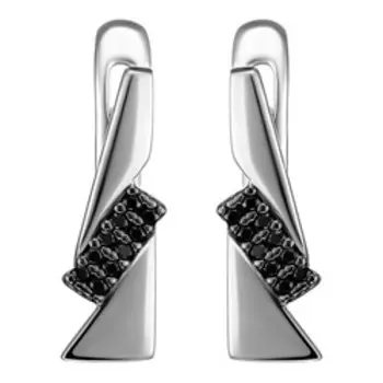 Серебряные серьги с черной шпинелью