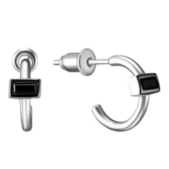 Серебряные серьги с черной шпинелью