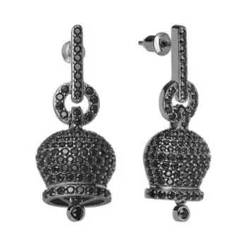 Серебряные серьги с черной шпинелью "Колокольчик"