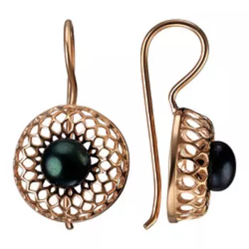 Серебряные серьги с черным жемчугом