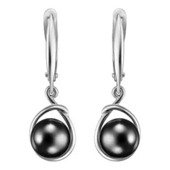 Серебряные серьги с черным жемчугом