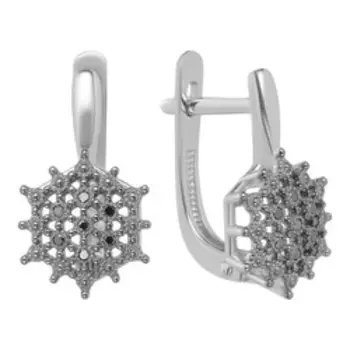 Серебряные серьги с черными бриллиантами