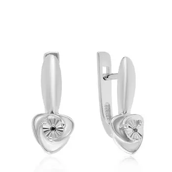 Серебряные серьги с черными бриллиантами