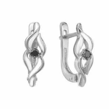 Серебряные серьги с черными бриллиантами