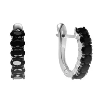 Серебряные серьги с черными фианитами