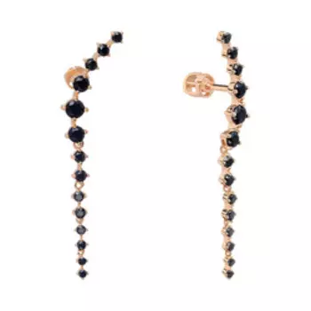 Серебряные серьги с черными фианитами